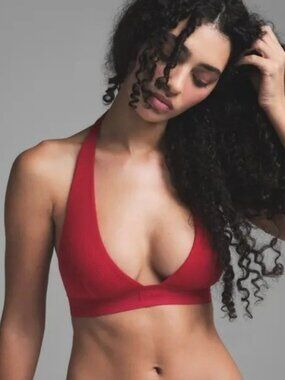 SKIMS COTTON RIB HALTER BRALETTE